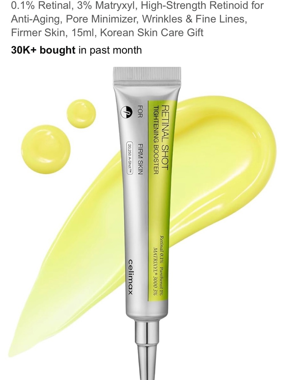 Cellimax Retinal Shot Tightening Booster Gel - Yellow & Silver Tube